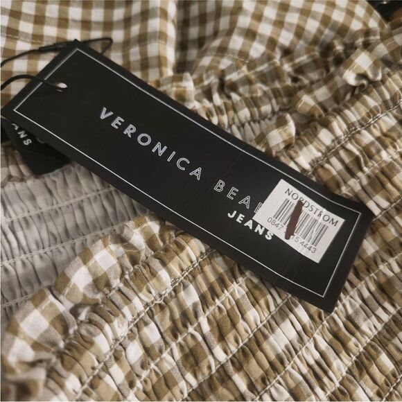 Veronica Beard Aloya Stretch Cotton Gingham Smocked Ruffle Hem Mini Skirt M NWT - Picture 6 of 6